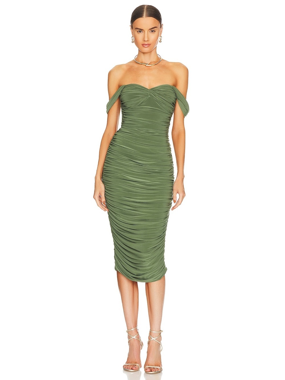 Norma Kamali Diana Off-Shoulder Ruched Midi Dress | REVOLVE | NWOT